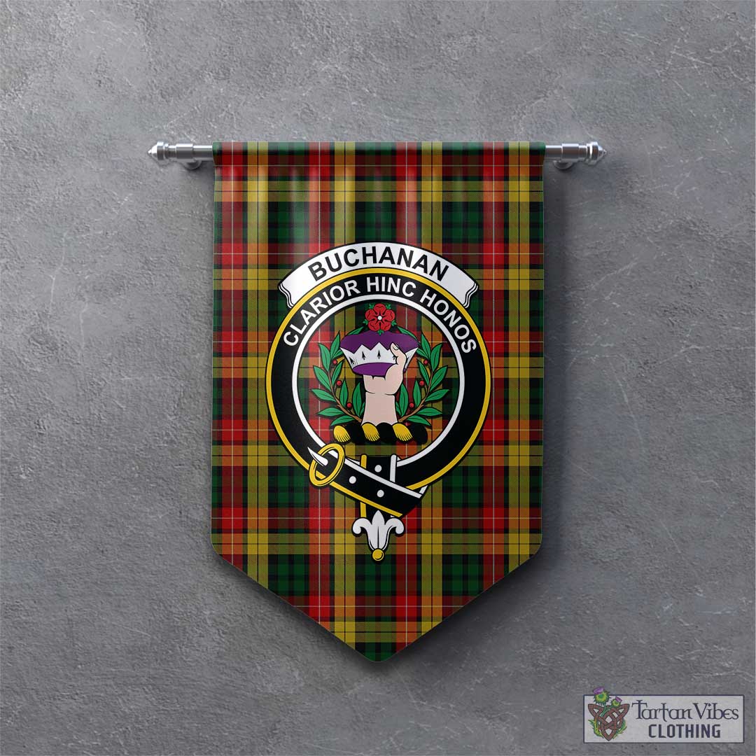 Tartan Vibes Clothing Buchanan Tartan Gonfalon, Tartan Banner with Family Crest