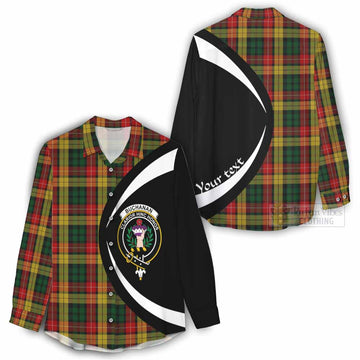 Tartan Vibes Clothing Buchanan Tartan Women's Casual Shirt with Family Crest Circle Style