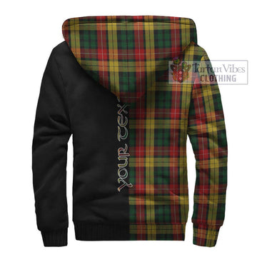 Buchanan Tartan Sherpa Hoodie with Family Crest and Half Of Me Style - Tartanvibesclothing Shop