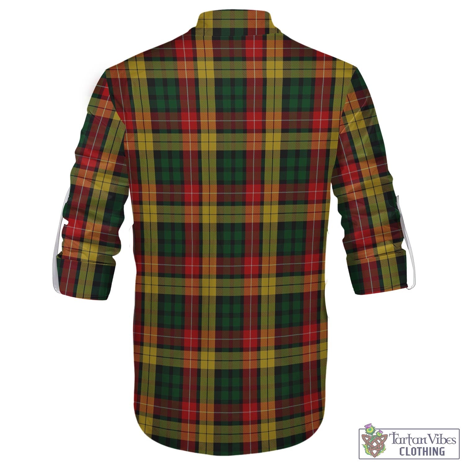 Tartan Vibes Clothing Buchanan Tartan Men's Scottish Traditional Jacobite Ghillie Kilt Shirt