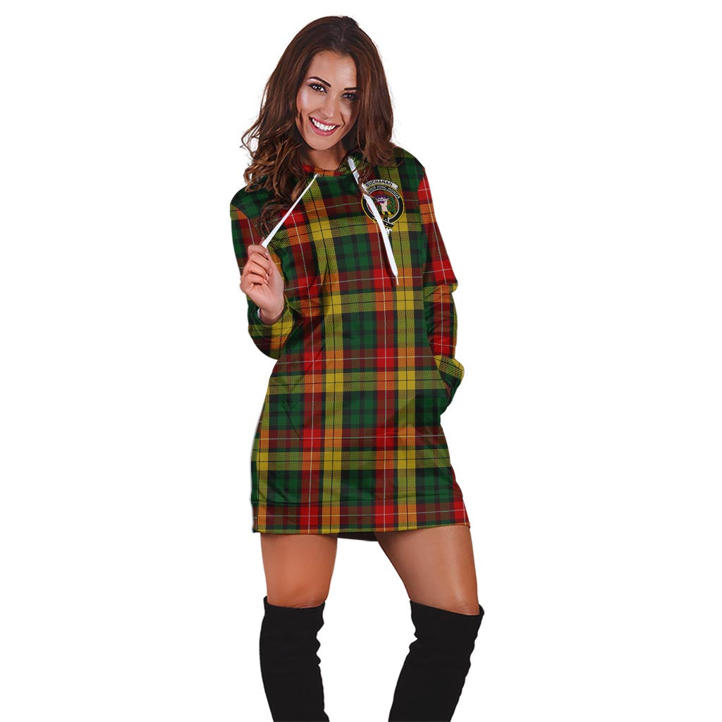 Buchanan Tartan Hoodie Dress with Family Crest - Tartan Vibes Clothing