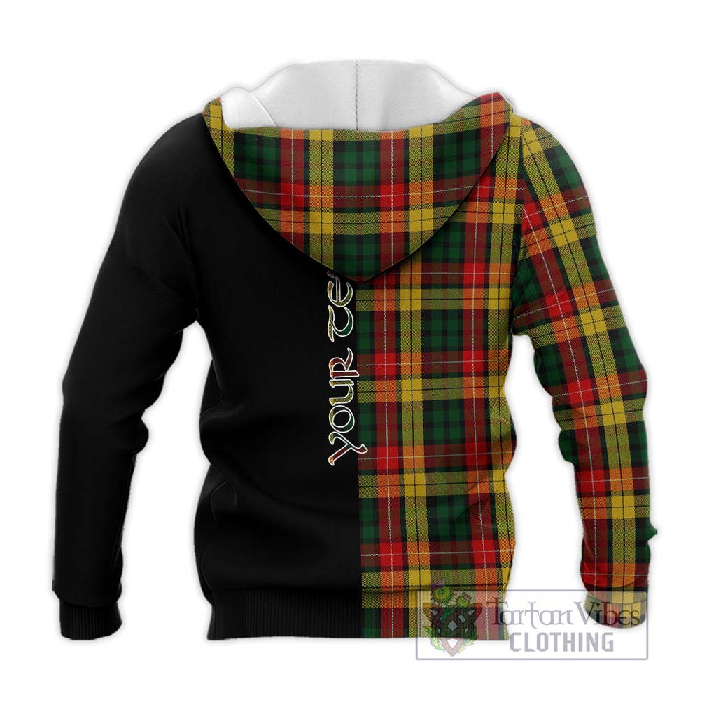 Buchanan Tartan Knitted Hoodie with Family Crest and Half Of Me Style - Tartanvibesclothing Shop