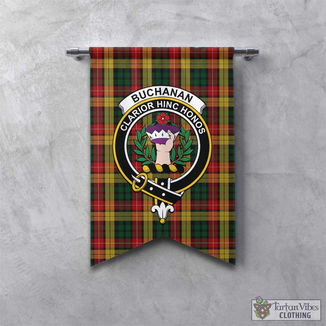 Tartan Vibes Clothing Buchanan Tartan Gonfalon, Tartan Banner with Family Crest