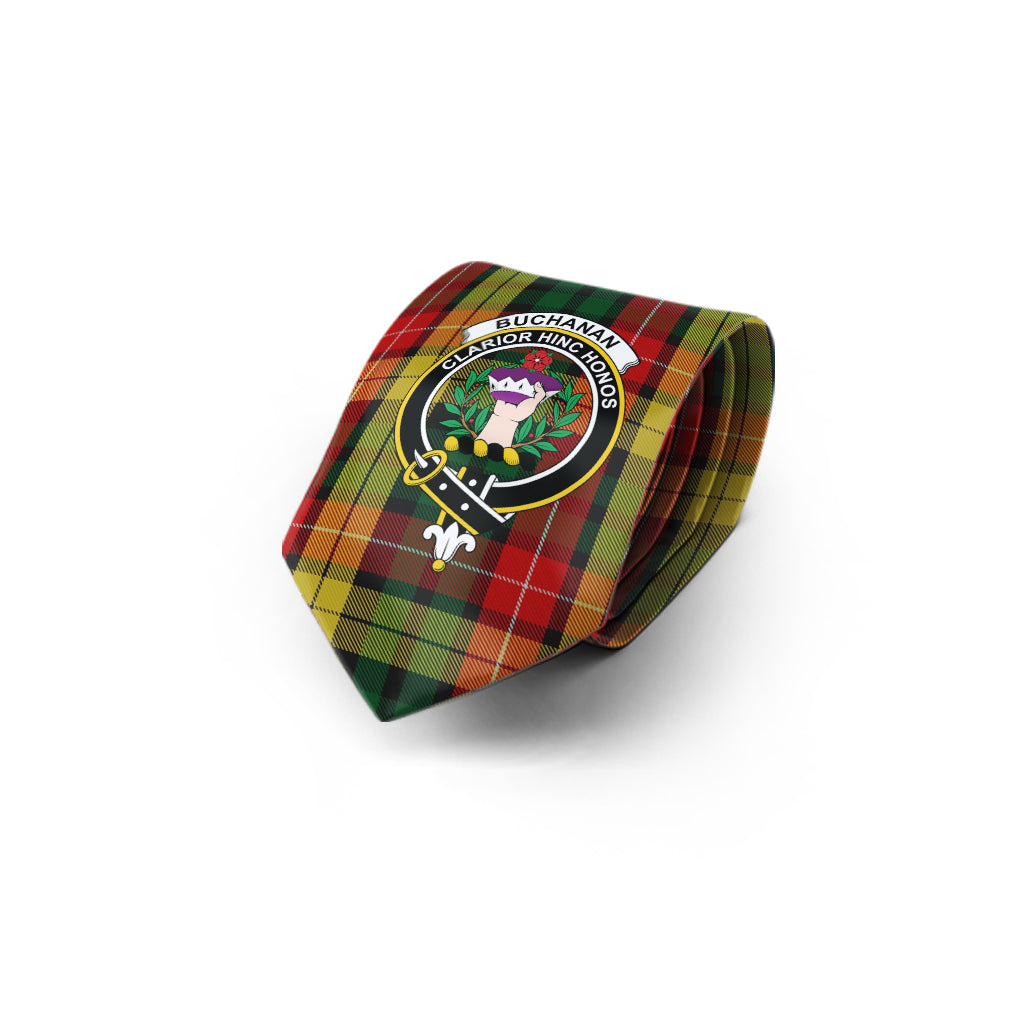 Buchanan Tartan Classic Necktie with Family Crest - Tartan Vibes Clothing