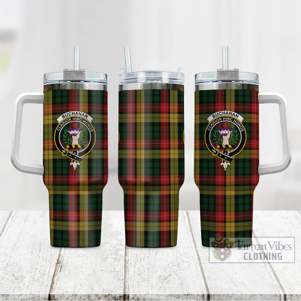 Tartan Vibes Clothing Buchanan Tartan and Family Crest Tumbler with Handle