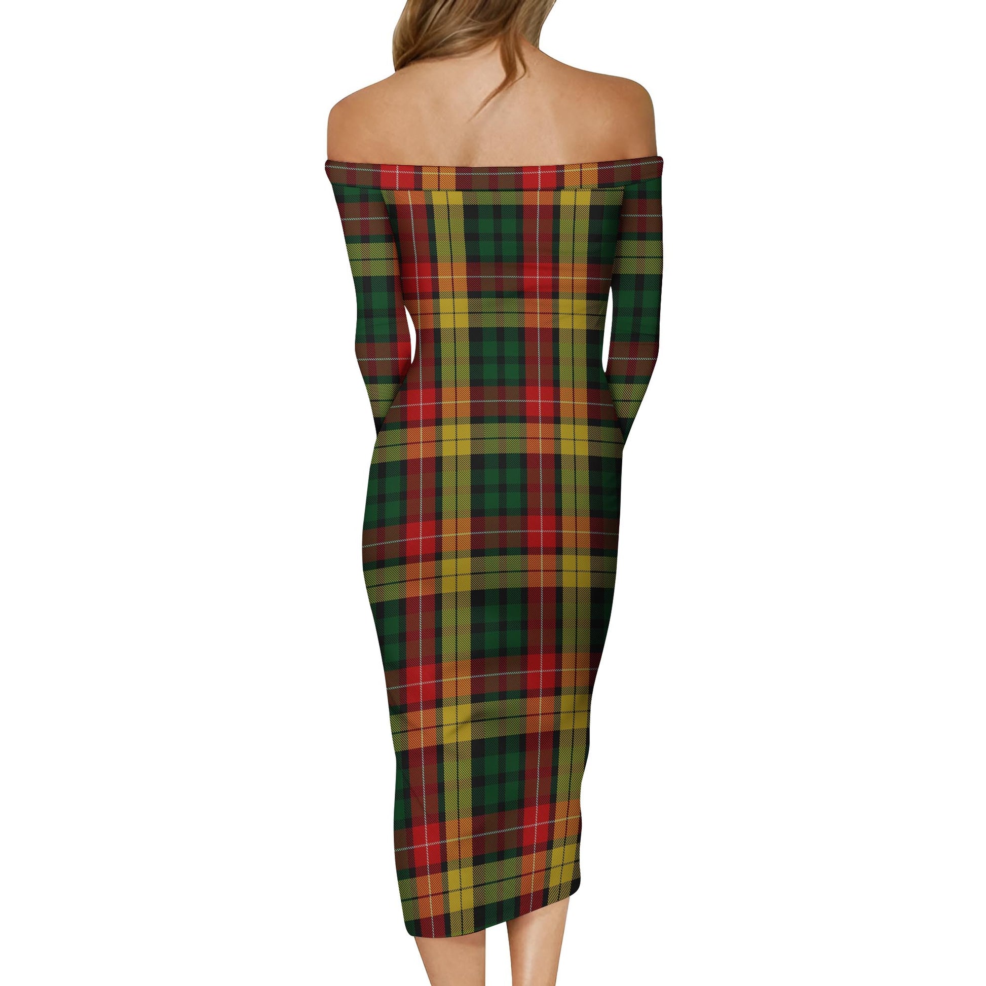 Buchanan Tartan Off Shoulder Lady Dress - Tartanvibesclothing