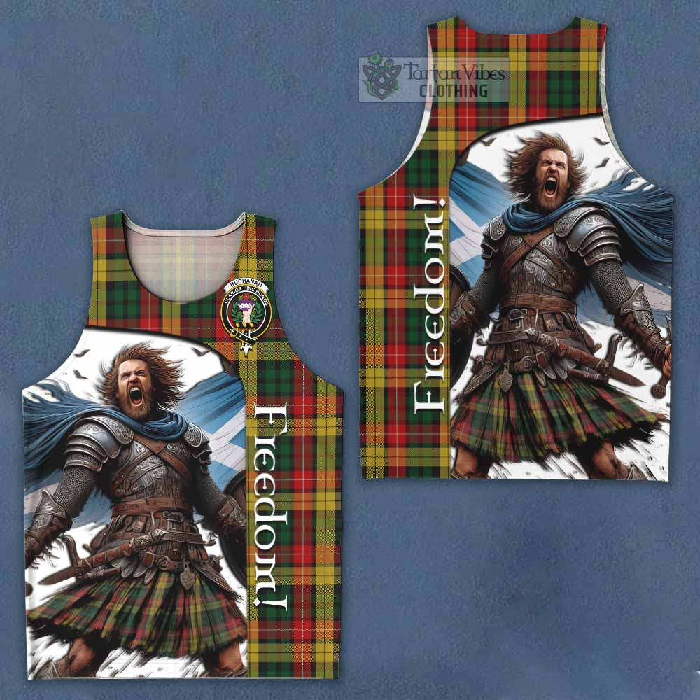 Tartan Vibes Clothing Buchanan Crest Tartan Men's Tank Top Inspired by the Freedom of Scottish Warrior