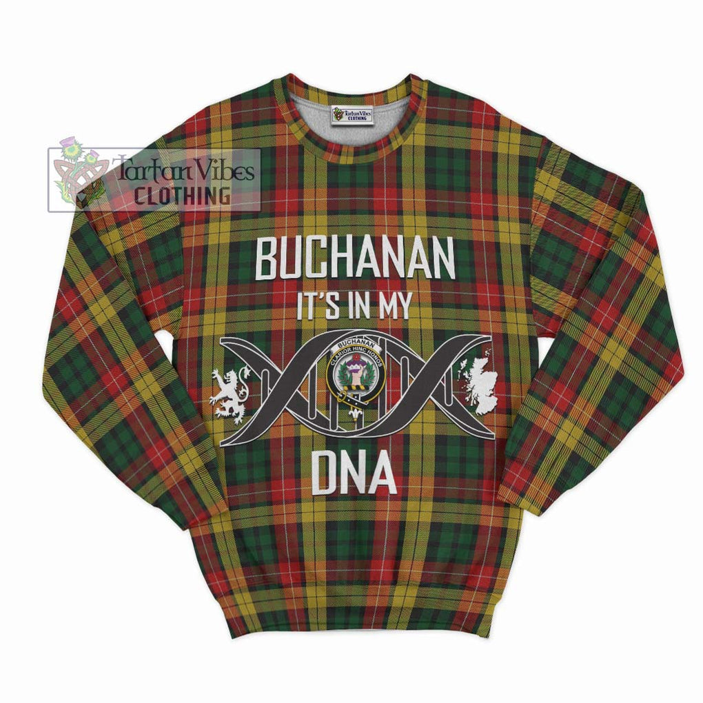 Buchanan Tartan Sweatshirt with Family Crest DNA In Me Style - Tartanvibesclothing Shop