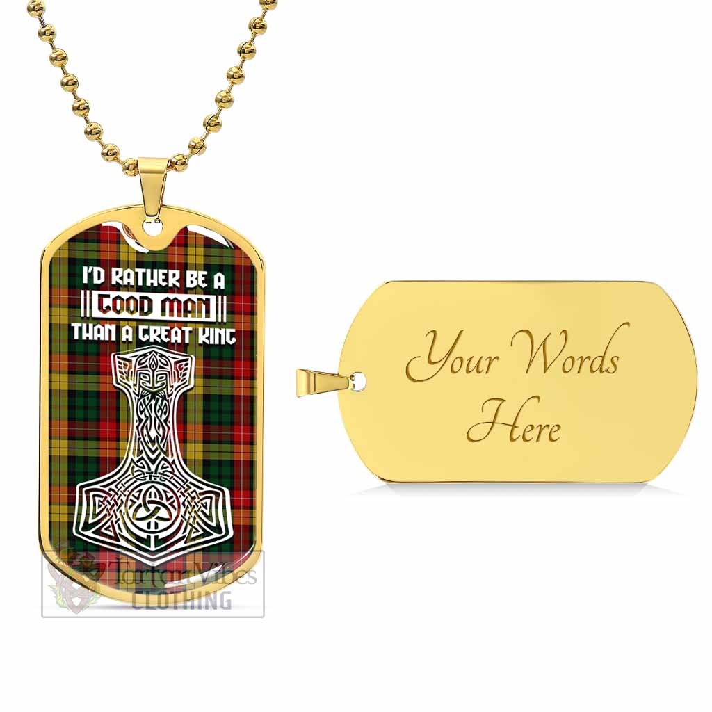 Tartan Vibes Clothing Buchanan Tartan Dog Tag Necklace Viking Mjolnir Style