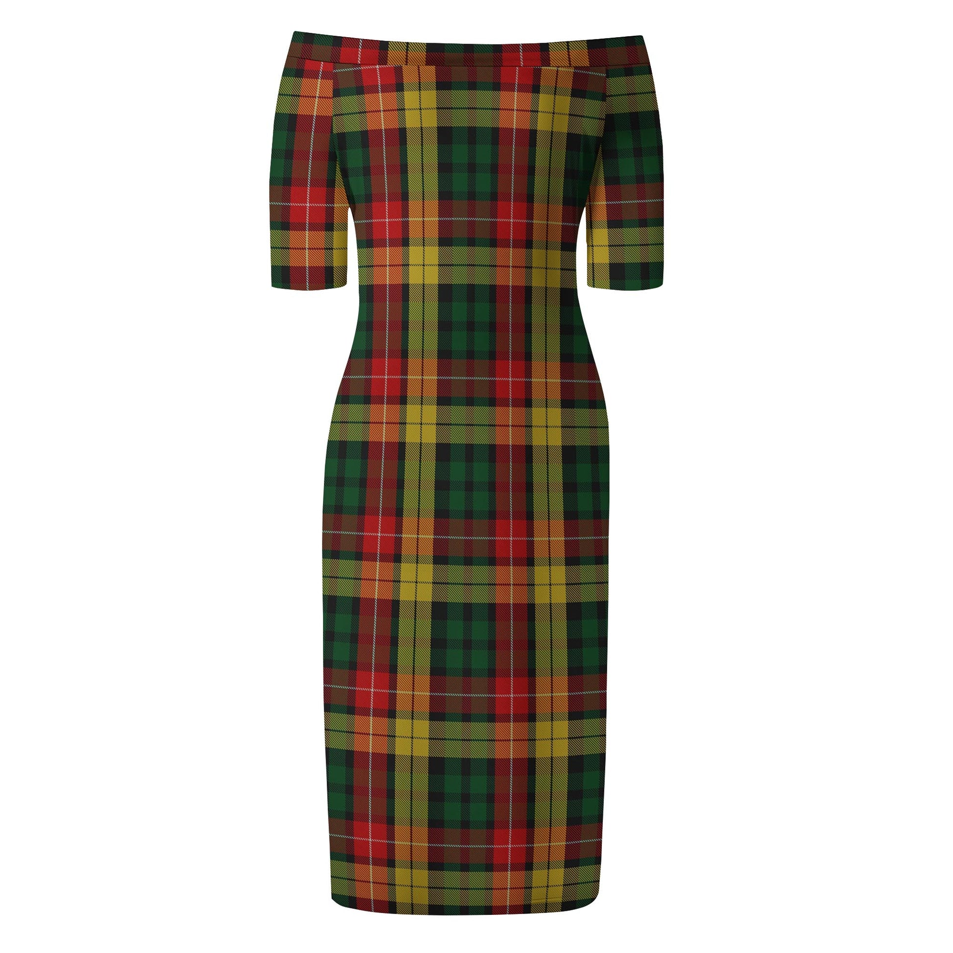 Buchanan Tartan Off Shoulder Lady Dress - Tartanvibesclothing