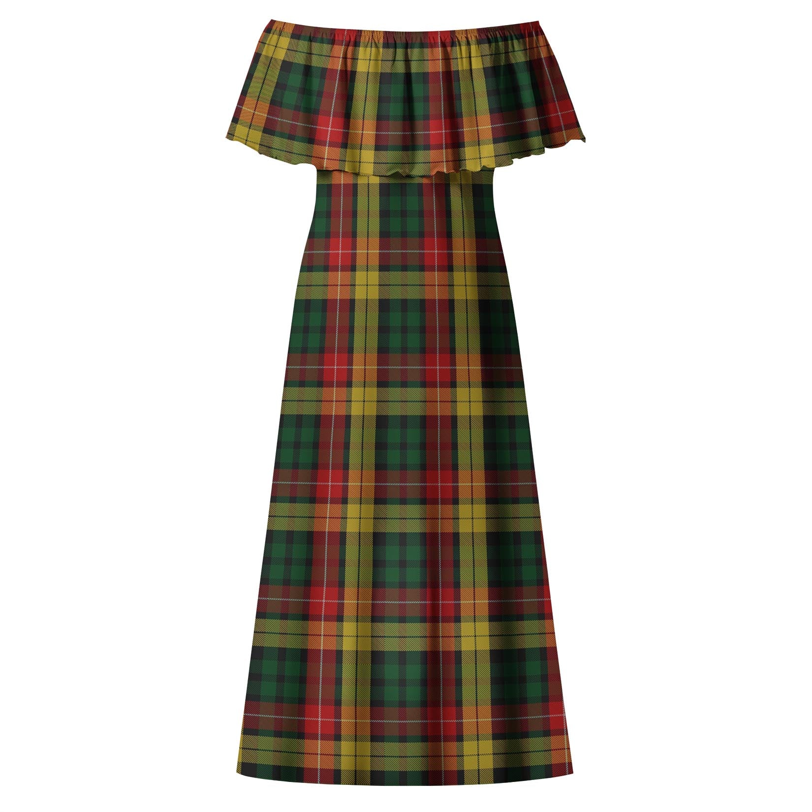 Buchanan Tartan Off Shoulder Long Dress - Tartanvibesclothing