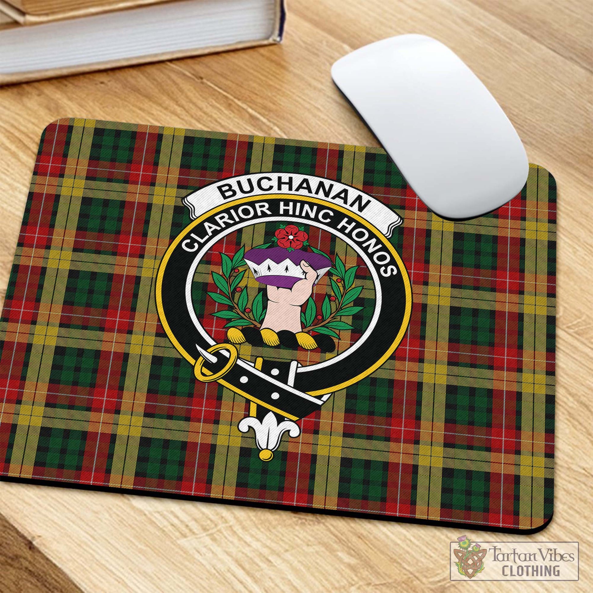 Tartan Vibes Clothing Buchanan Tartan Mouse Pad with Family Crest