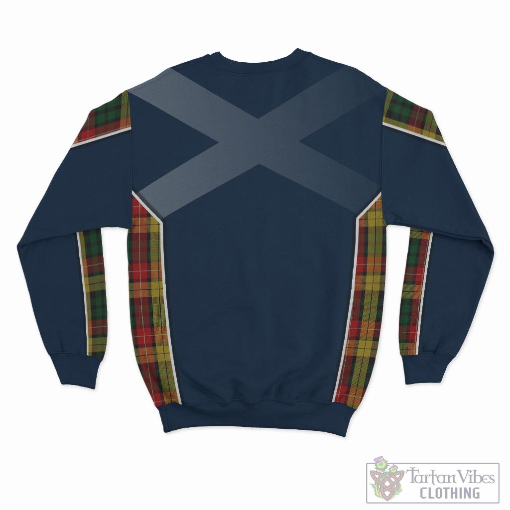 Tartan Vibes Clothing Buchanan Tartan Sweatshirt with Family Crest and Scottish Thistle Vibes Sport Style