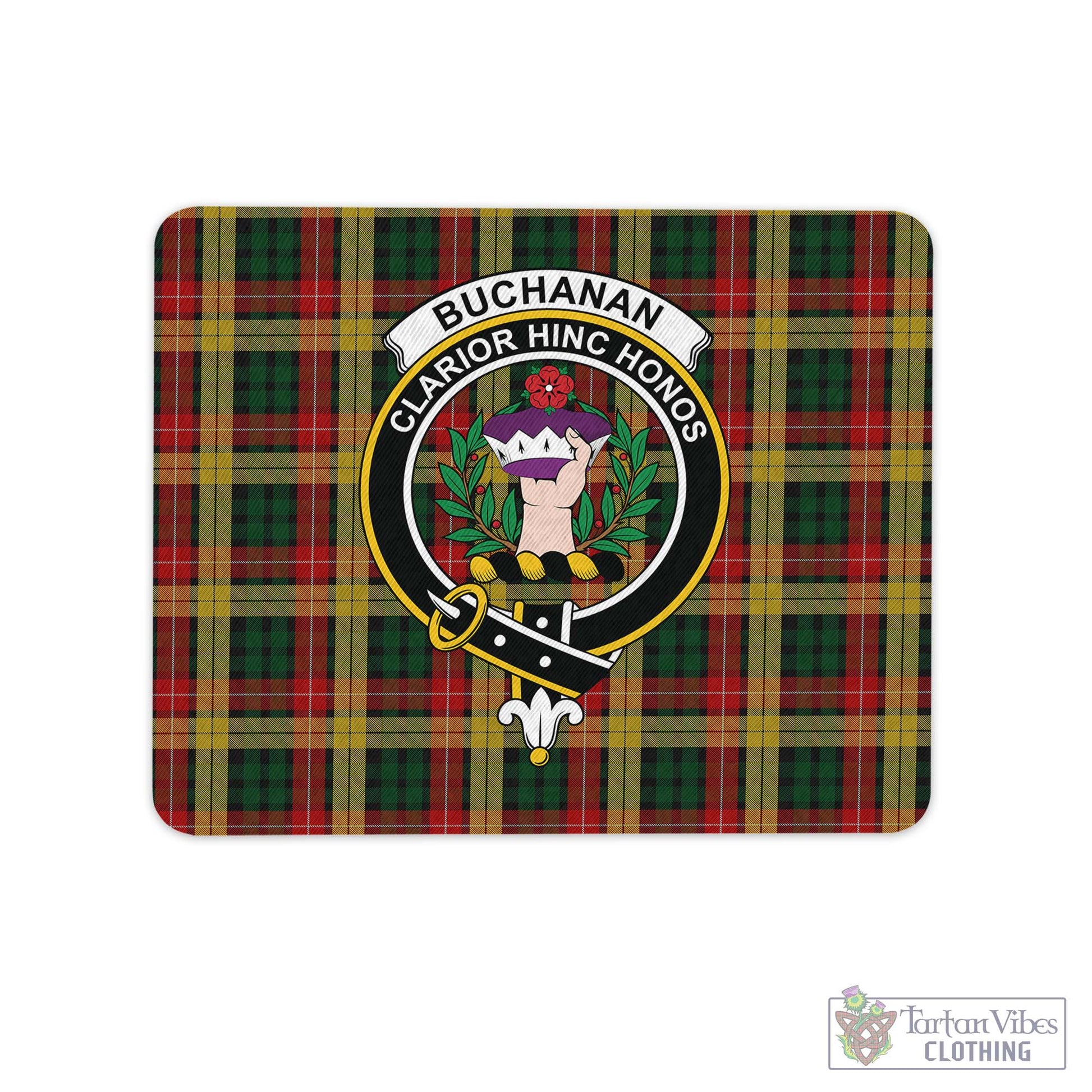 Tartan Vibes Clothing Buchanan Tartan Mouse Pad with Family Crest