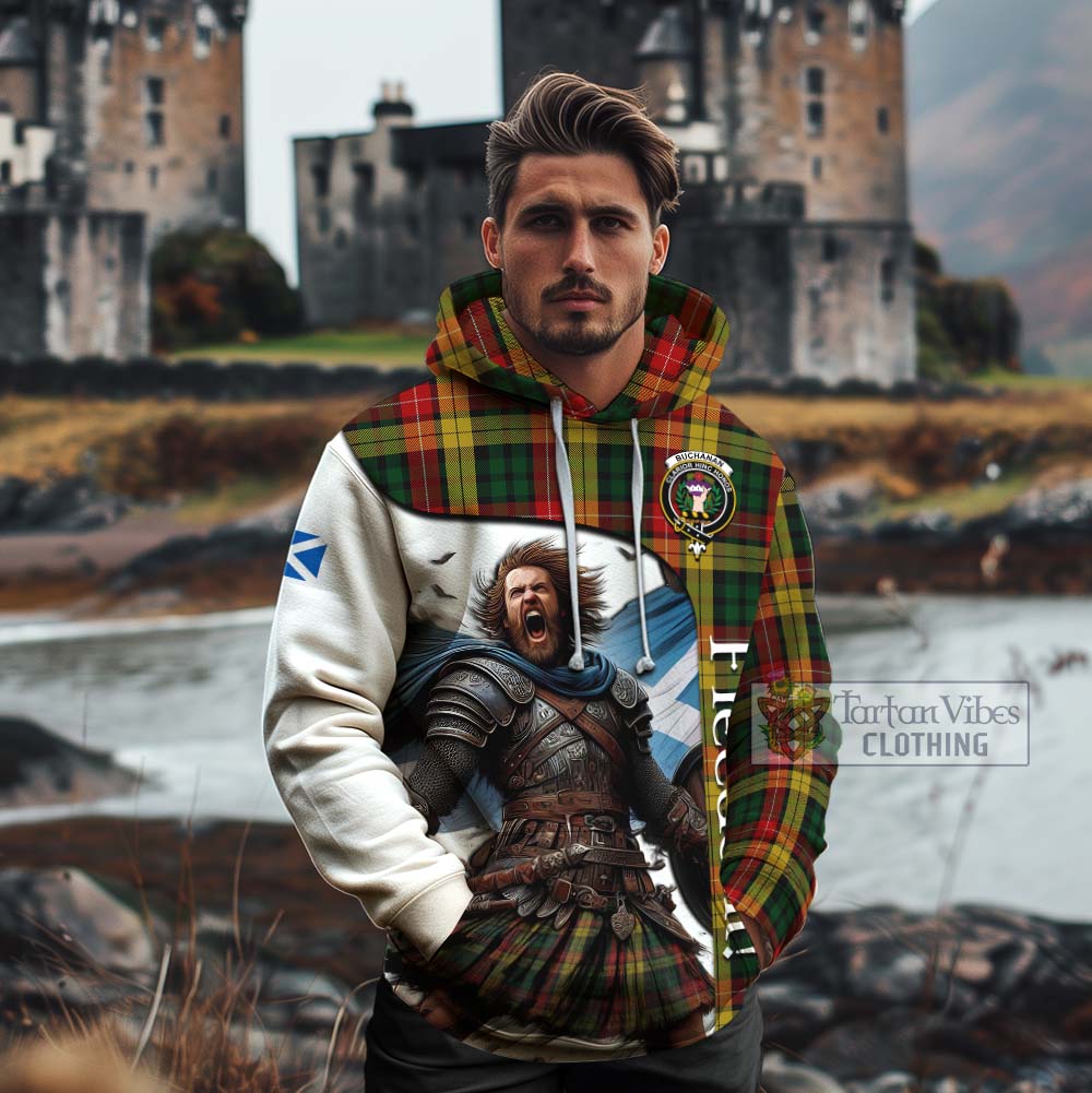 Tartan Vibes Clothing Buchanan Crest Tartan Cotton Hoodie Inspired by the Freedom of Scottish Warrior
