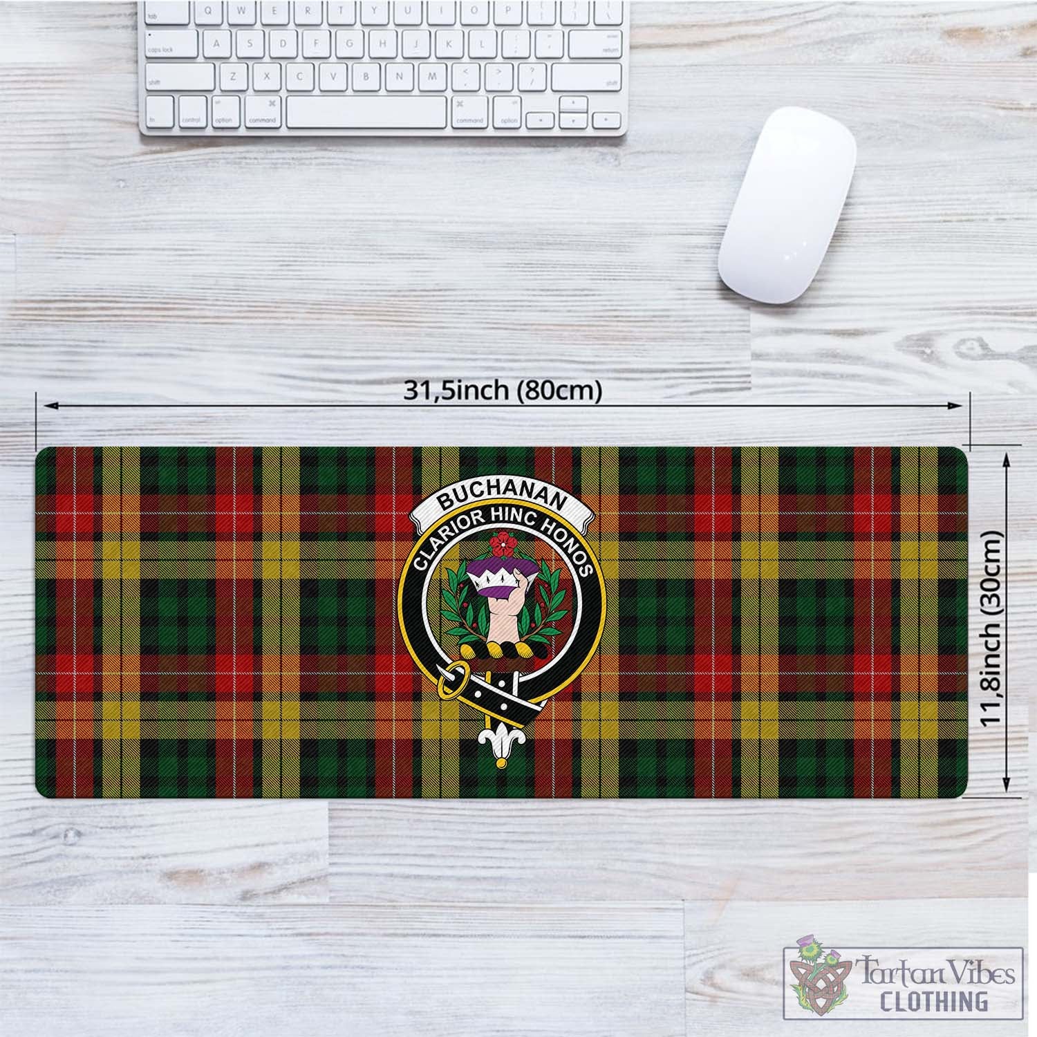Tartan Vibes Clothing Buchanan Tartan Mouse Pad with Family Crest
