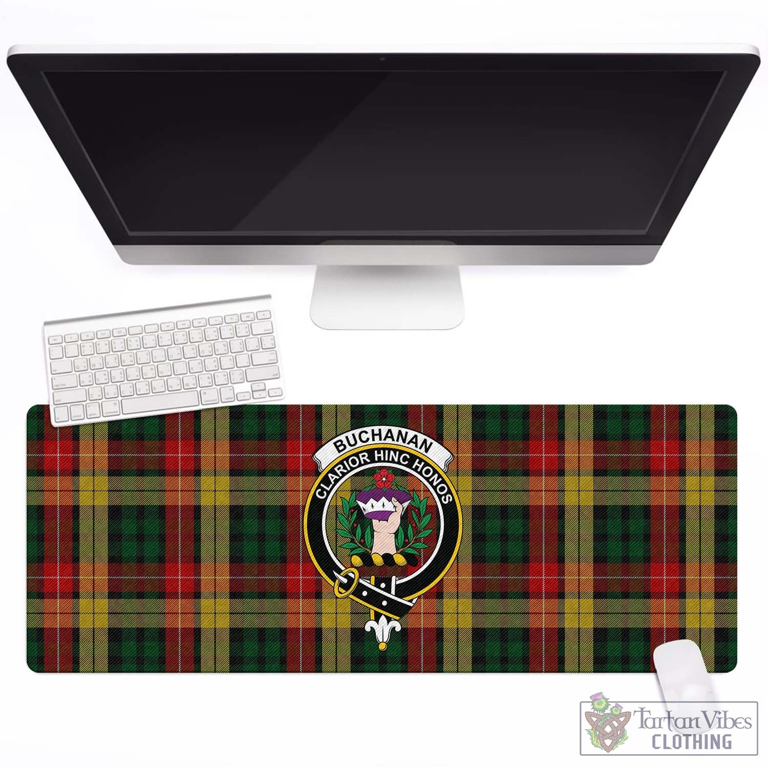 Tartan Vibes Clothing Buchanan Tartan Mouse Pad with Family Crest