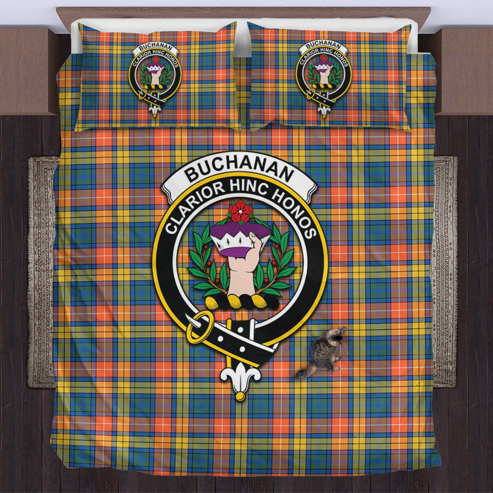 Buchanan Ancient Tartan Bedding Set with Family Crest US Bedding Set - Tartanvibesclothing