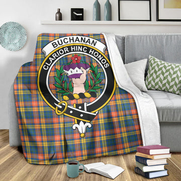Buchanan Ancient Tartan Blanket with Family Crest