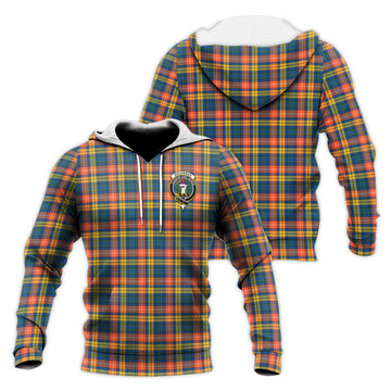 Buchanan Ancient Tartan Knitted Hoodie with Family Crest