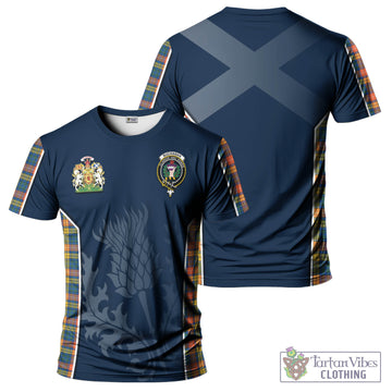 Buchanan Ancient Tartan T-Shirt with Family Crest and Scottish Thistle Vibes Sport Style