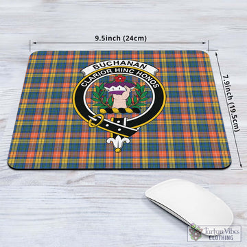 Buchanan Ancient Tartan Mouse Pad with Family Crest