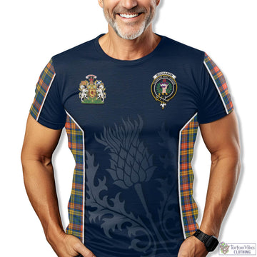 Buchanan Ancient Tartan T-Shirt with Family Crest and Scottish Thistle Vibes Sport Style