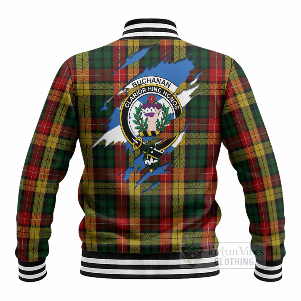Buchanan Clan Crest In Me Tartan Baseball Jacket Scotland Flag Style