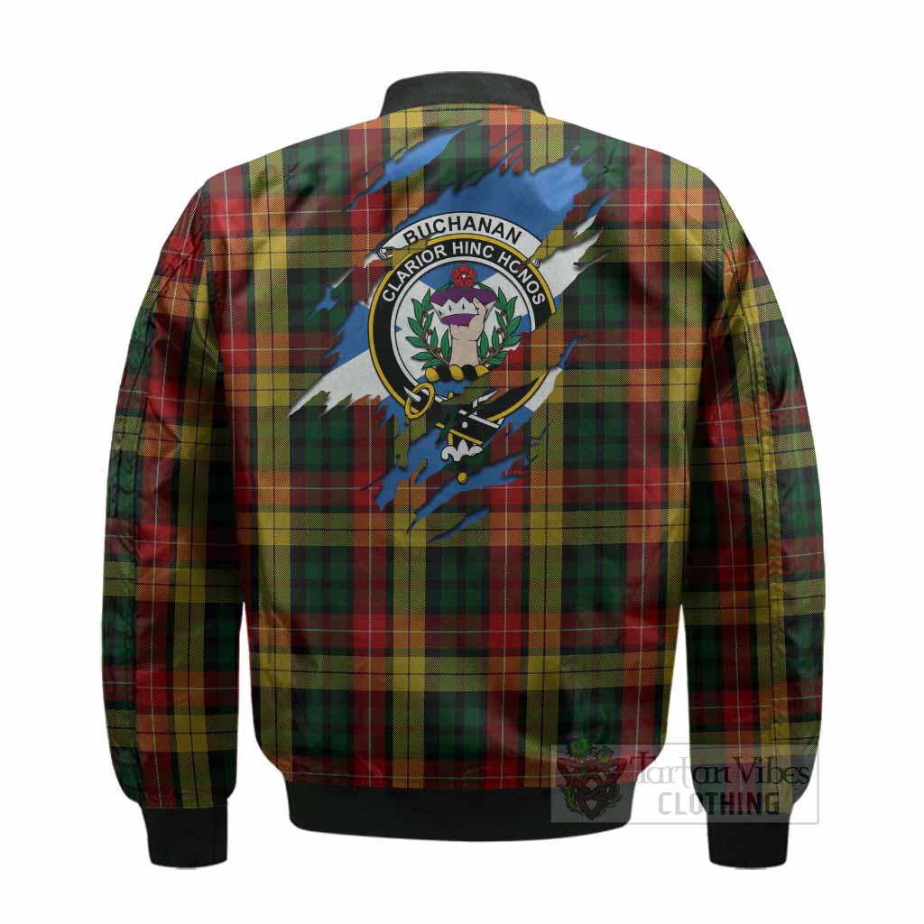 Buchanan Clan Crest In Me Tartan Bomber Jacket Scotland Flag Style