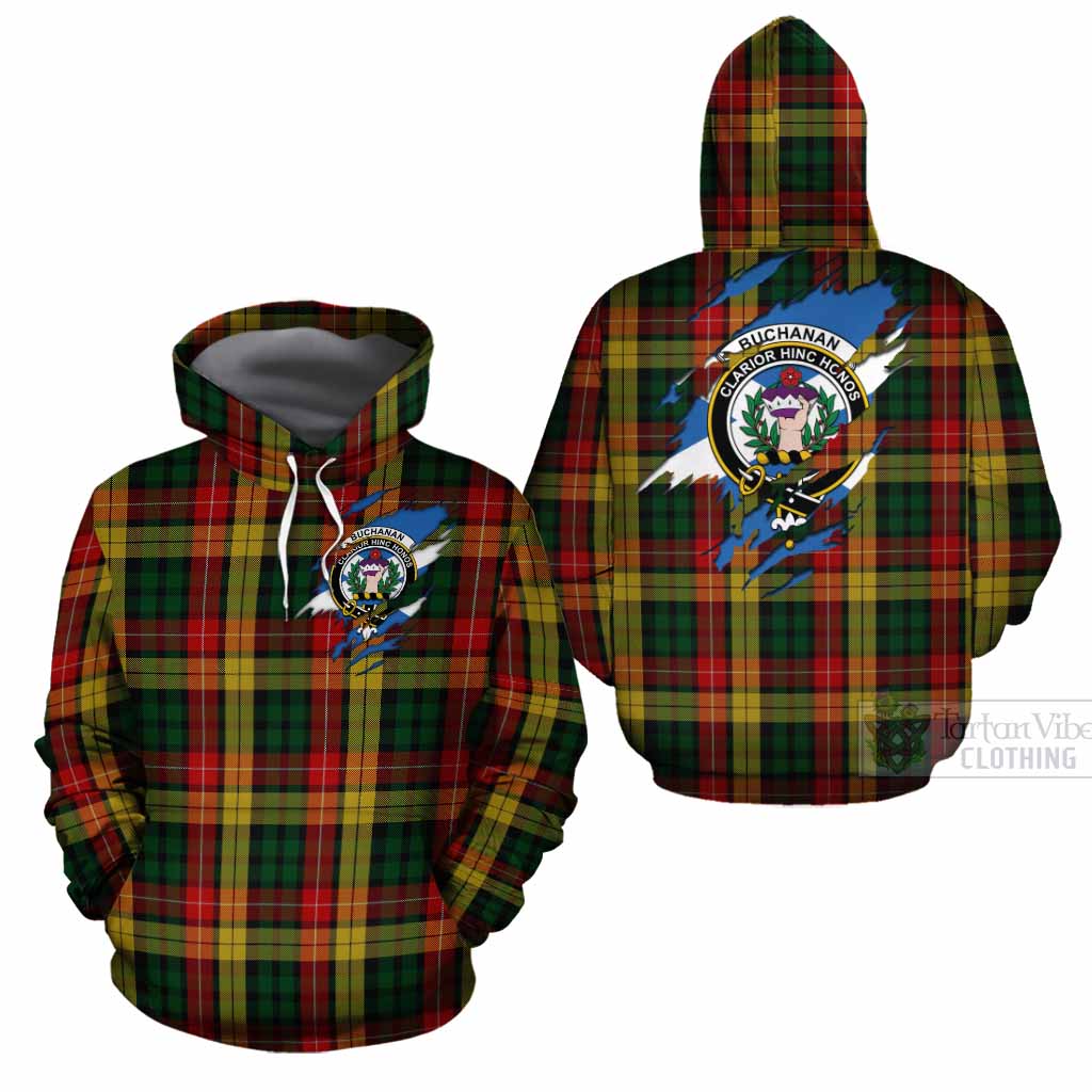 Buchanan Clan Crest In Me Tartan Cotton Hoodie Scotland Flag Style