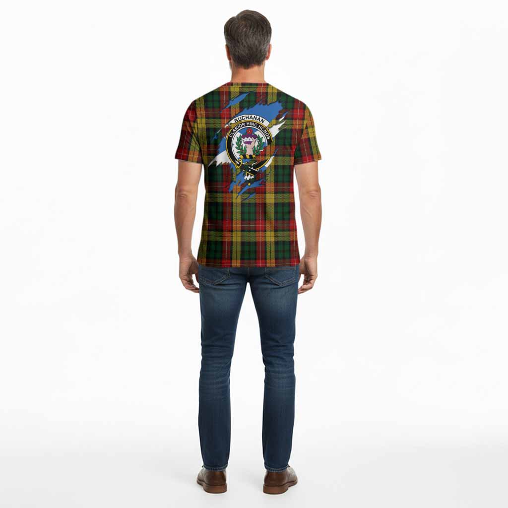 Buchanan Clan Crest In Me Tartan Cotton T-shirt Scotland Flag Style