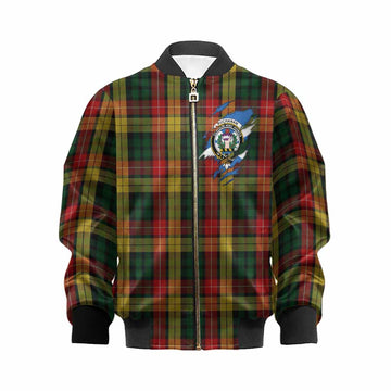 Buchanan Clan Crest In Me Tartan Kid Bomber Jacket Scotland Flag Style