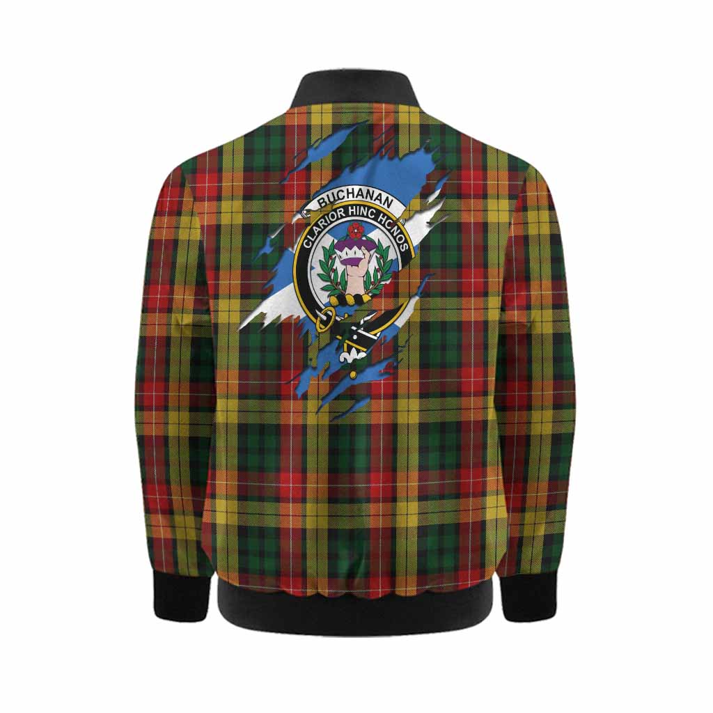 Buchanan Clan Crest In Me Tartan Kid Bomber Jacket Scotland Flag Style