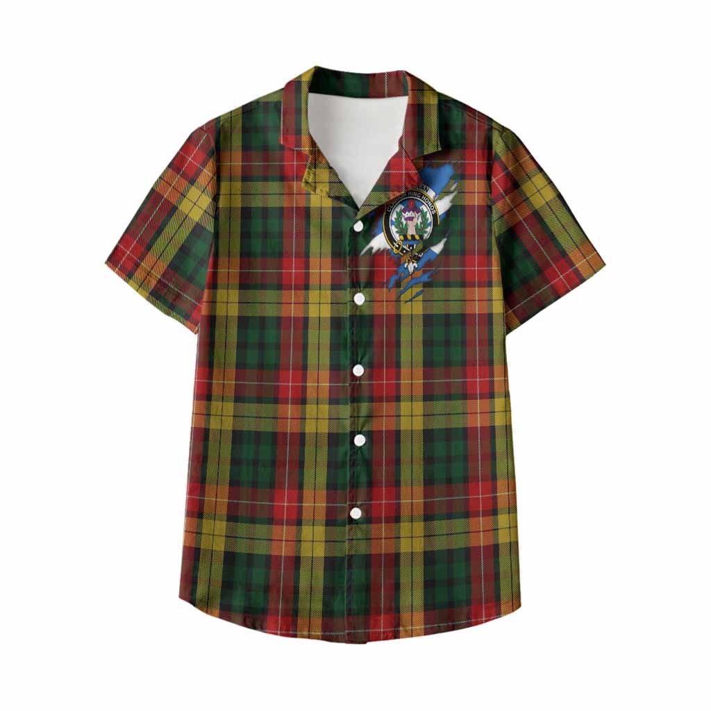 Buchanan Clan Crest In Me Tartan Kid Hawaiian Shirt Scotland Flag Style