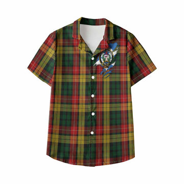 Buchanan Clan Crest In Me Tartan Kid Hawaiian Shirt Scotland Flag Style