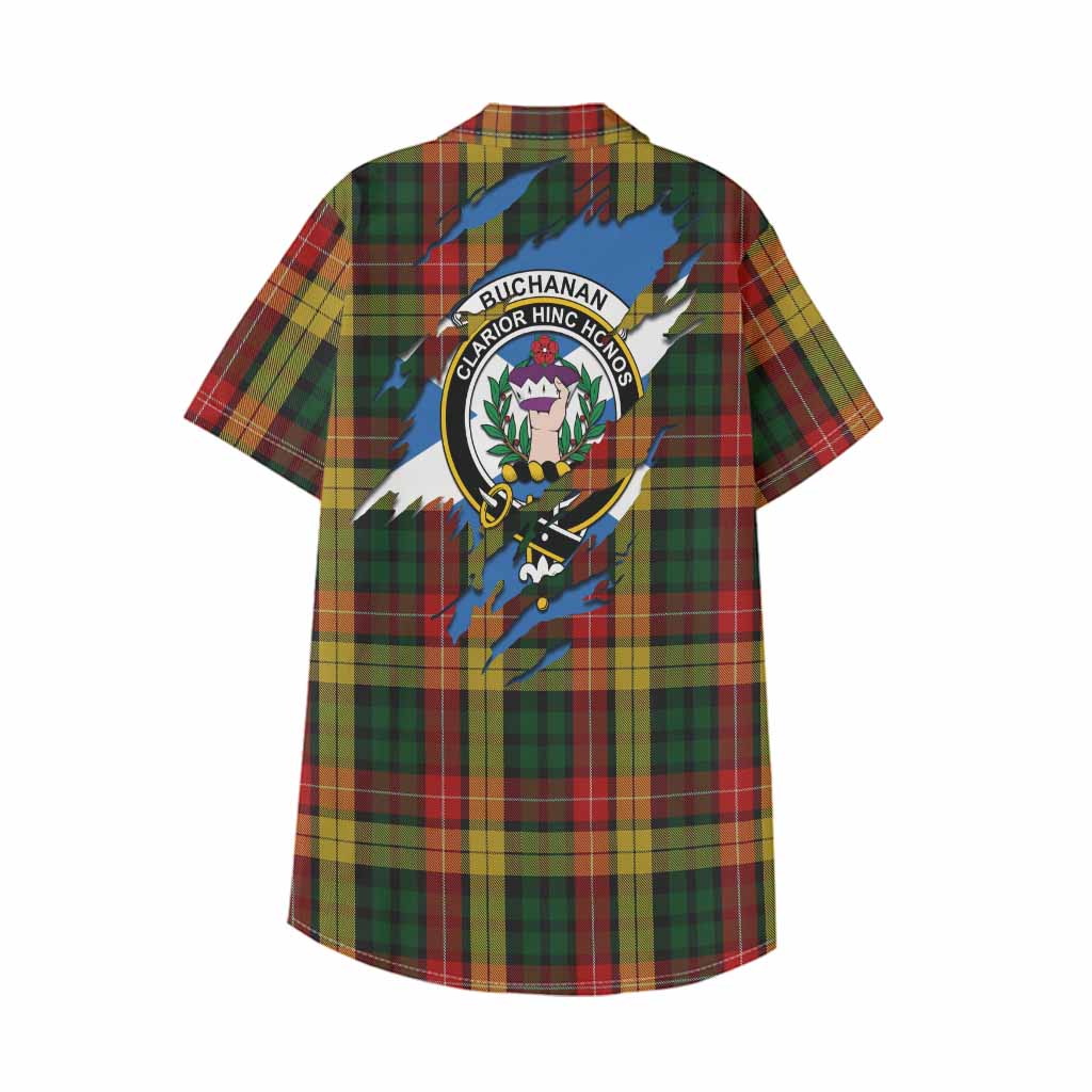 Buchanan Clan Crest In Me Tartan Kid Hawaiian Shirt Scotland Flag Style