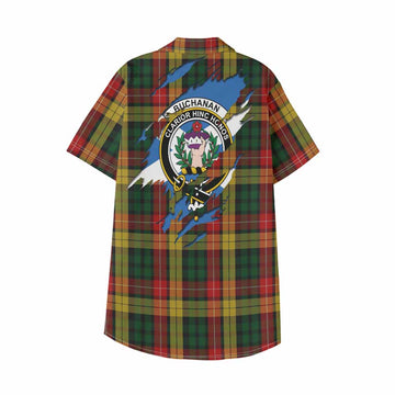 Buchanan Clan Crest In Me Tartan Kid Hawaiian Shirt Scotland Flag Style