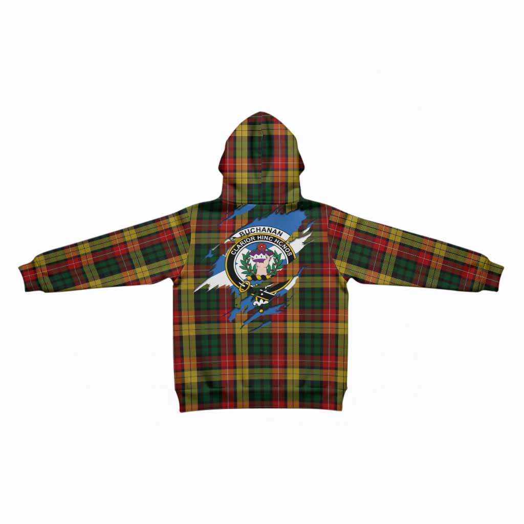Buchanan Clan Crest In Me Tartan Kid Hoodie Scotland Flag Style