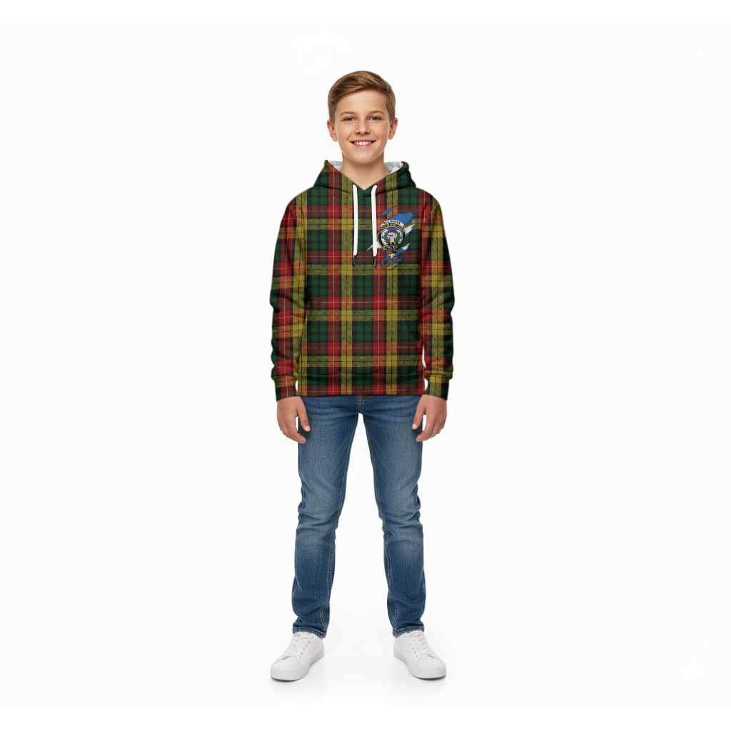 Buchanan Clan Crest In Me Tartan Kid Hoodie Scotland Flag Style