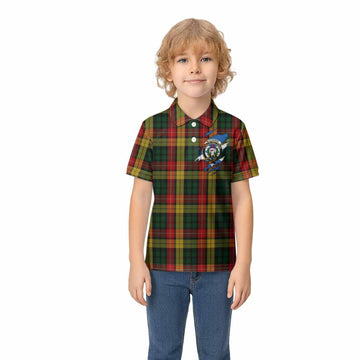 Buchanan Clan Crest In Me Tartan Kid Polo Shirt Scotland Flag Style