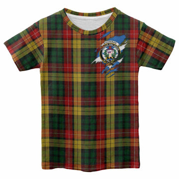 Buchanan Clan Crest In Me Tartan Kid T-shirt Scotland Flag Style