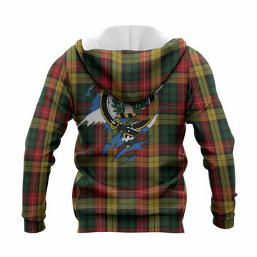 Buchanan Clan Crest In Me Tartan Knitted Hoodie Scotland Flag Style