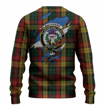 Buchanan Clan Crest In Me Tartan Knitted Sweater Scotland Flag Style