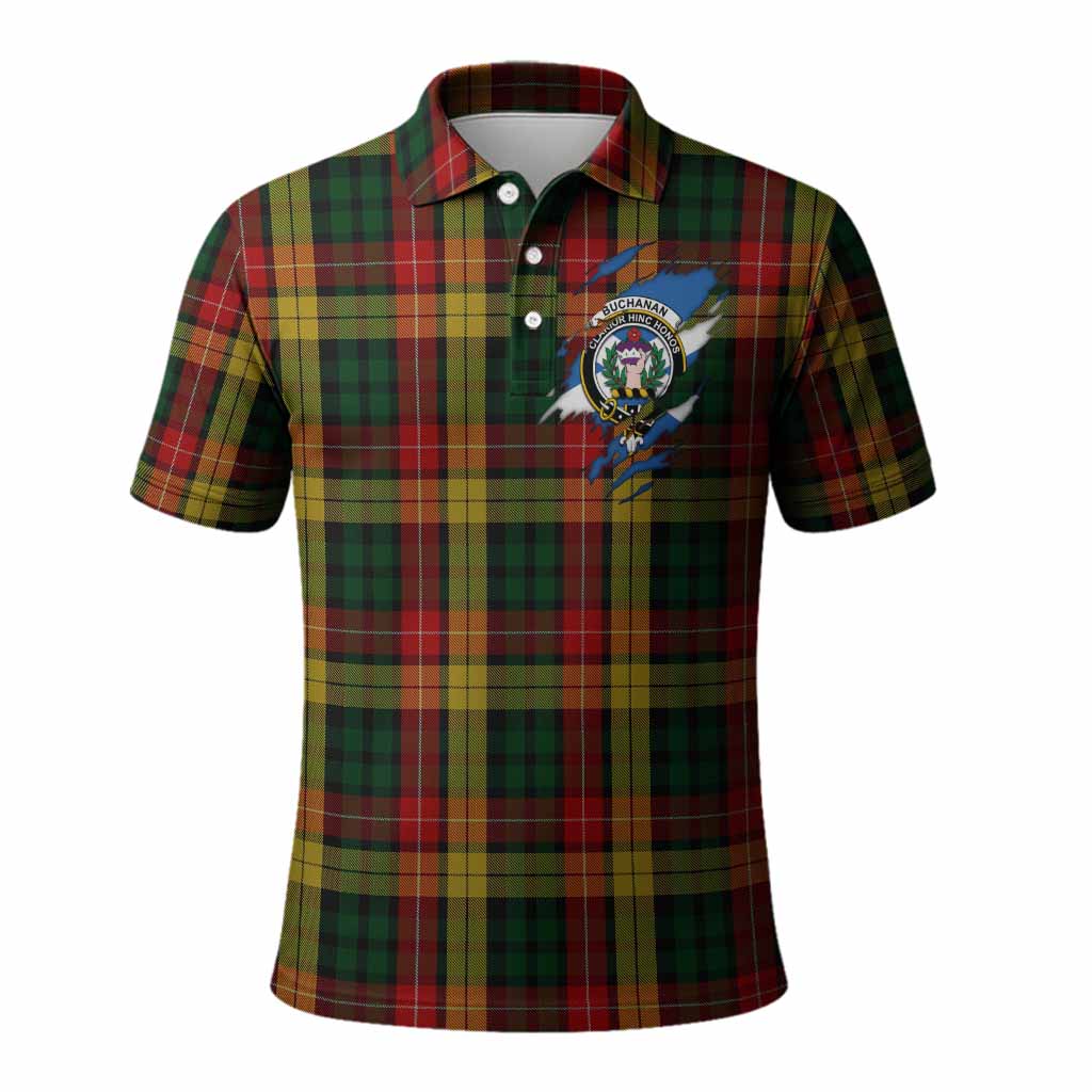 Buchanan Clan Crest In Me Tartan Polo Shirt Scotland Flag Style