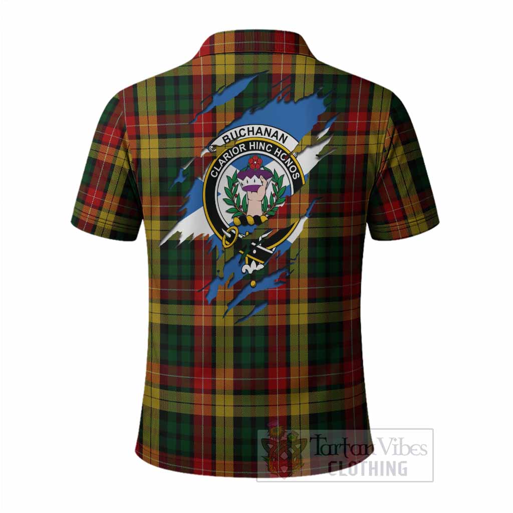 Buchanan Clan Crest In Me Tartan Polo Shirt Scotland Flag Style