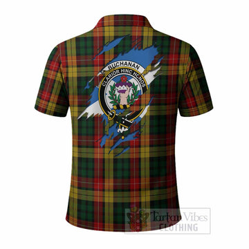 Buchanan Clan Crest In Me Tartan Polo Shirt Scotland Flag Style