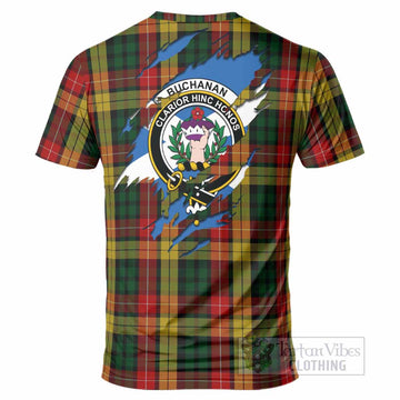 Buchanan Clan Crest In Me Tartan T-Shirt Scotland Flag Style