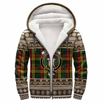 Buchanan Clan Tartan Christmas Fleece Hoodie with Family Crest