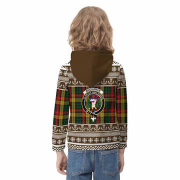 Buchanan Clan Tartan Christmas Kid Hoodie with Family Crest