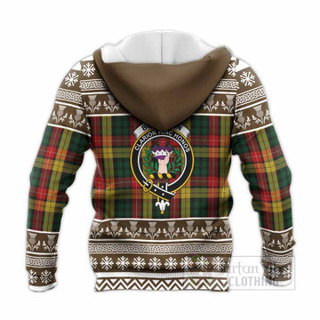 Buchanan Clan Tartan Christmas Knitted Hoodie with Family Crest